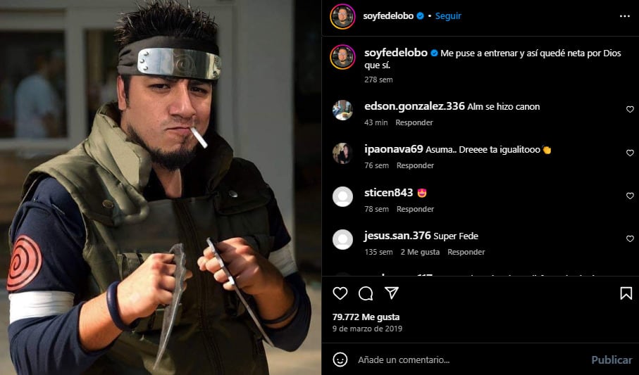 Fedelobo le cumple a sus fans y por fin hace un cosplay de Asuma Sarutobi
