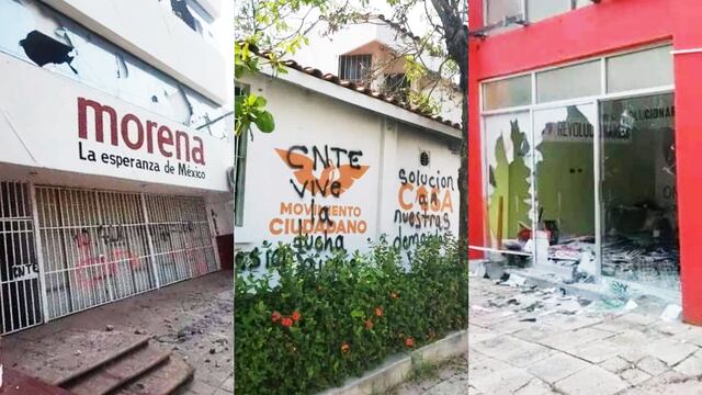 Maestros vandalizaron oficinas de partidos políticos en Chiapas