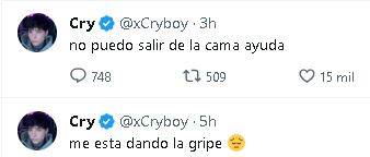 Cry anuncia estar enfermo ante petición de Yeri Mua.