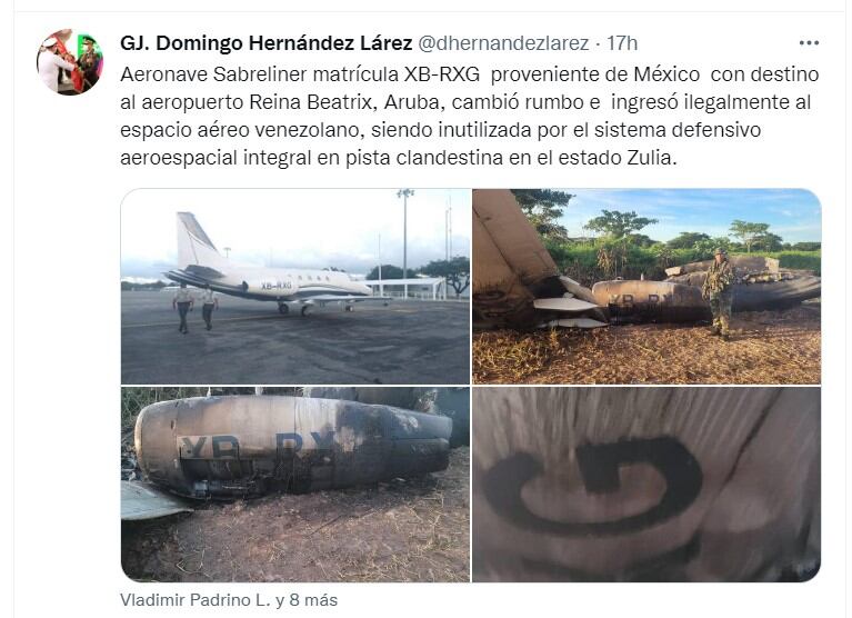 Tuit de Domingo Hernández Lárez, militar de Venezuela
