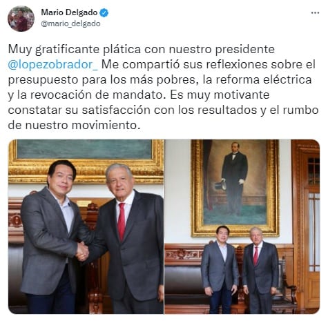 Mario Delgado se reúne con AMLO