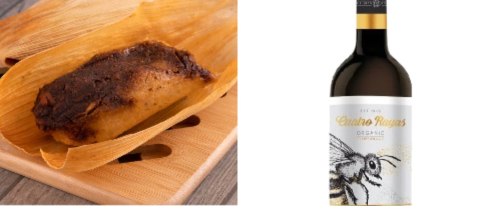 Tamal de mole con tempranillo