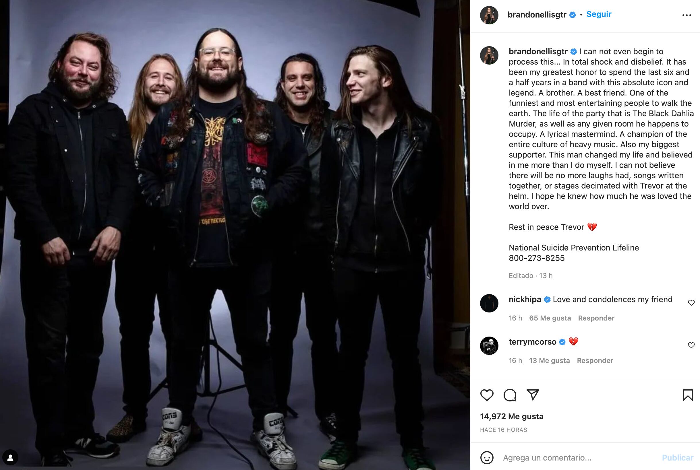 Trevor Scott Strnad murió a los 41 años; hay sospecha de los últimos momentos del vocalista de The Black Dahlia Murder