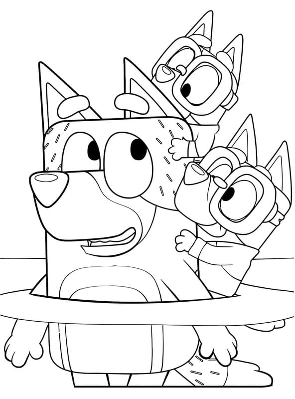 Dibujo de Bluey: playa