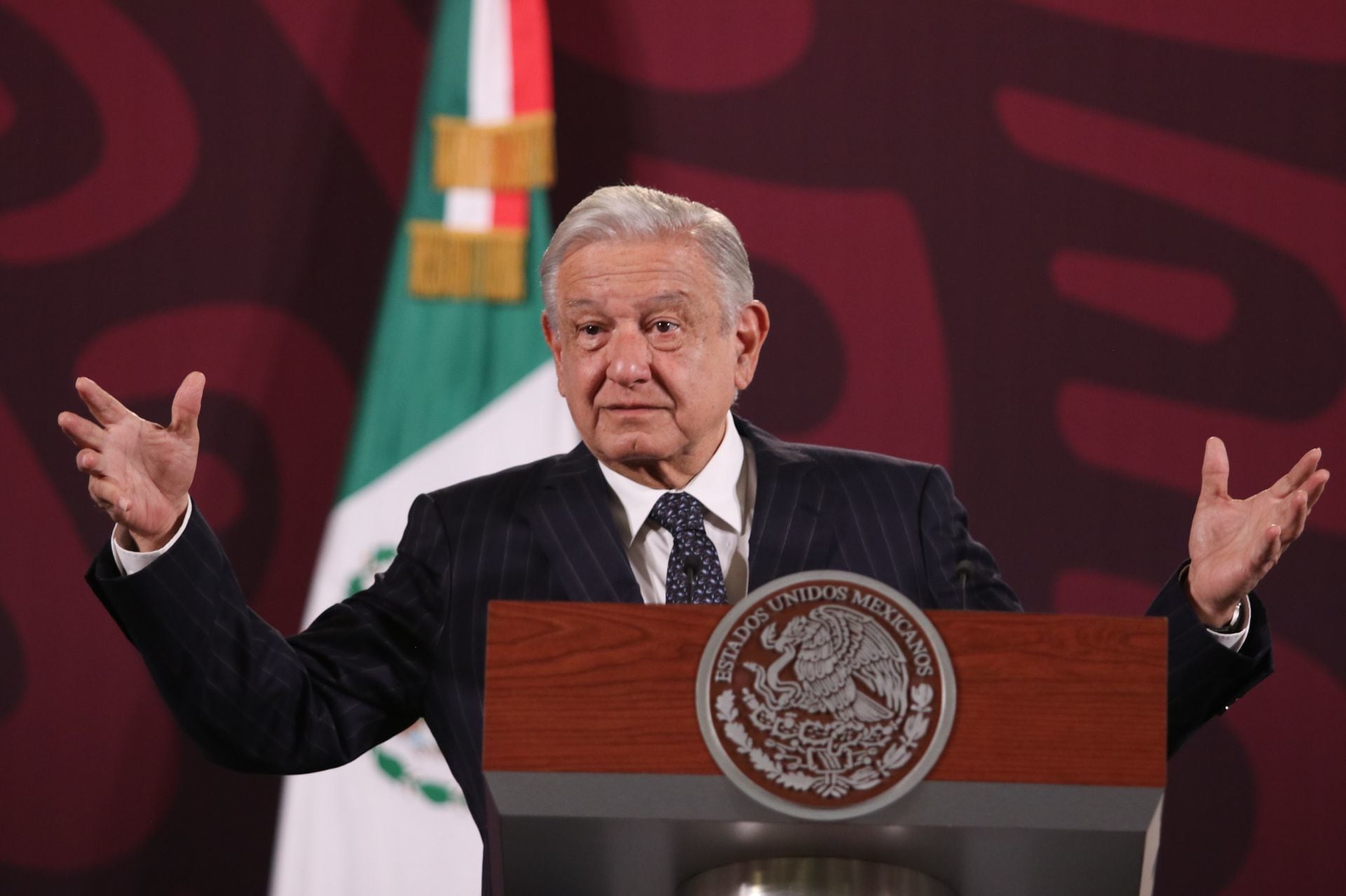 Andrés Manuel López Obrador, presidente de México durante conferencia matutina en Palacio Nacional