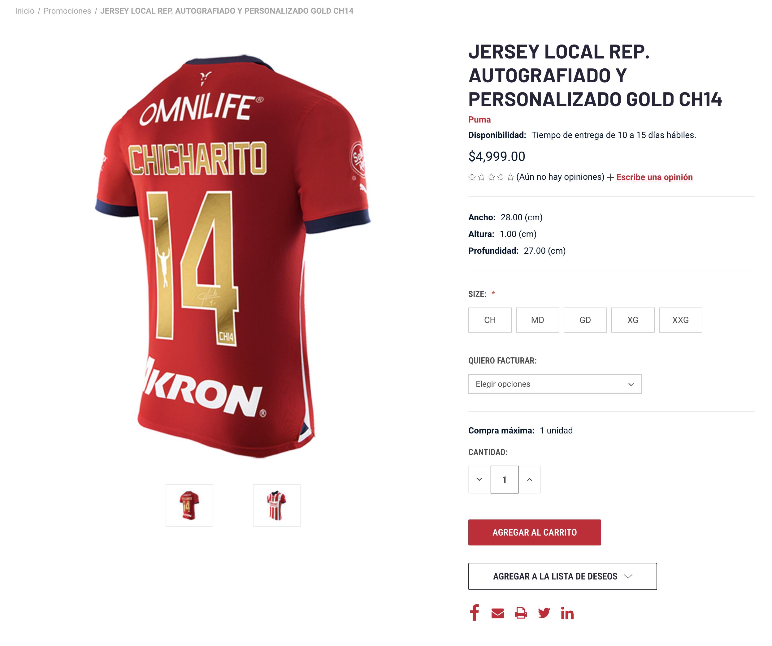 Playera especial del Chicharito Hernández