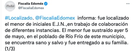 Tuit Fiscalía Edomex
