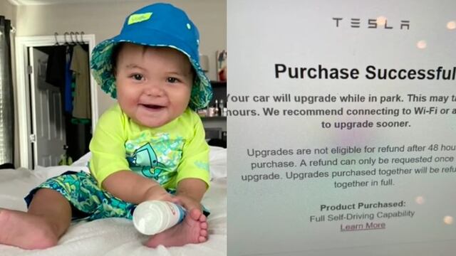 Bebé compra cara actualización a Tesla