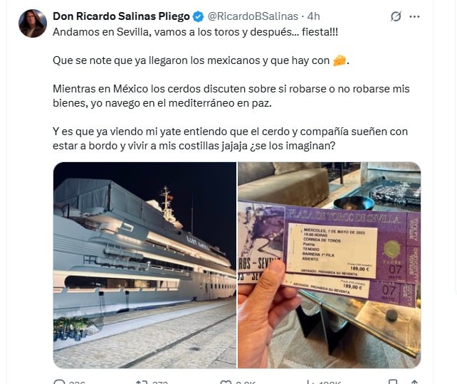 Ricardo Salinas Pliego insinuó que Paco Ignacio Taibo II quiere este yate de su propiedad
