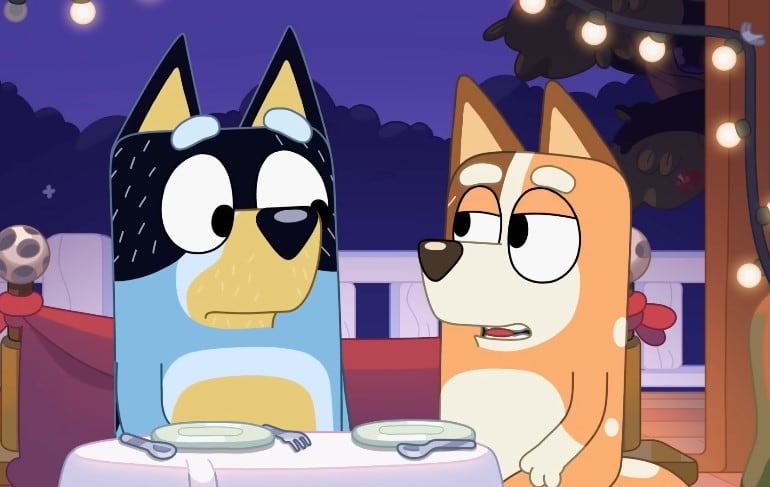 La cita de Bandit y Chilli por San Valentín, capítulo corto con Bluey y Bingo