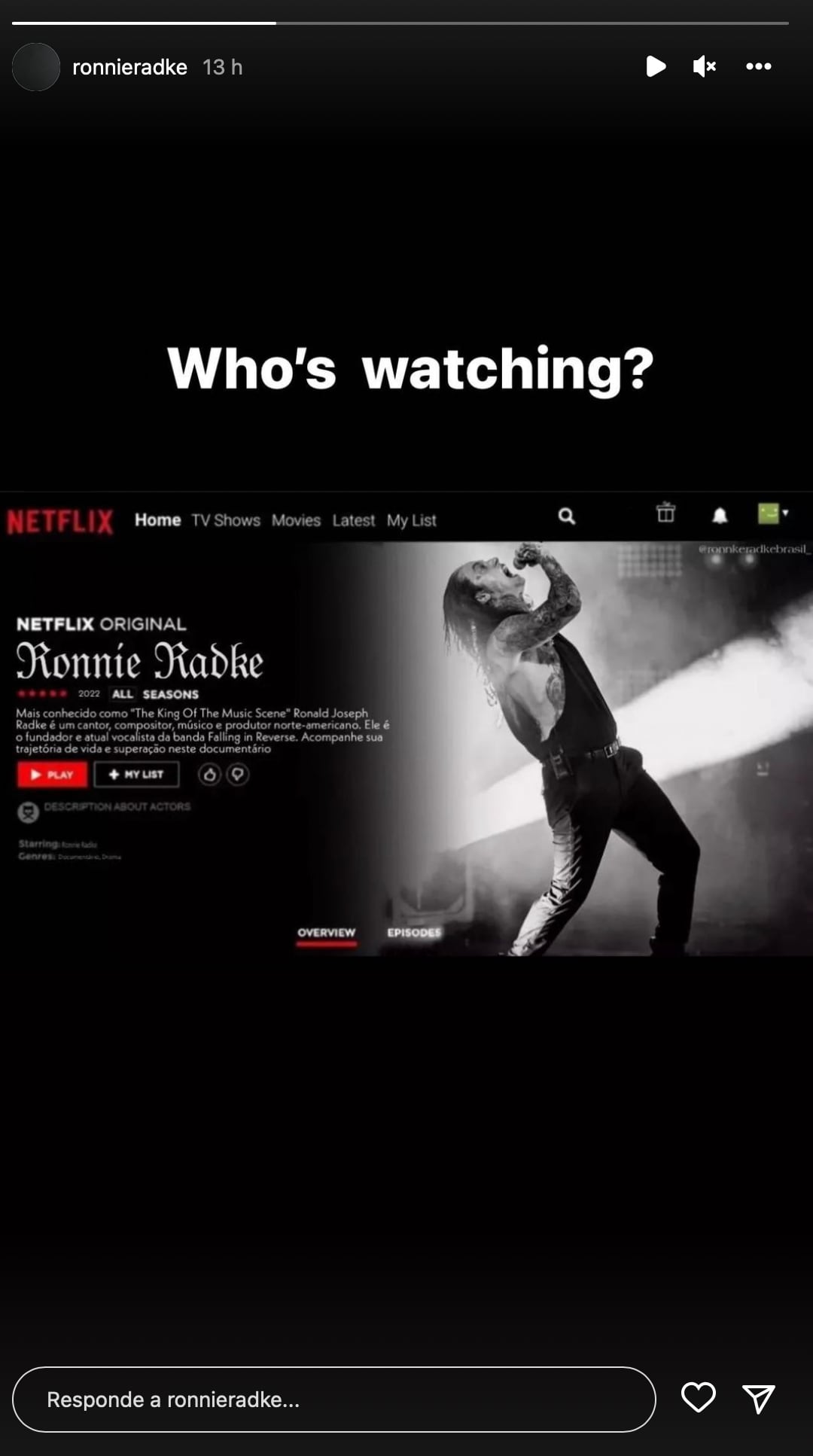¿Ronnie Radke en Netflix? Fans del músico quieren ver su documental