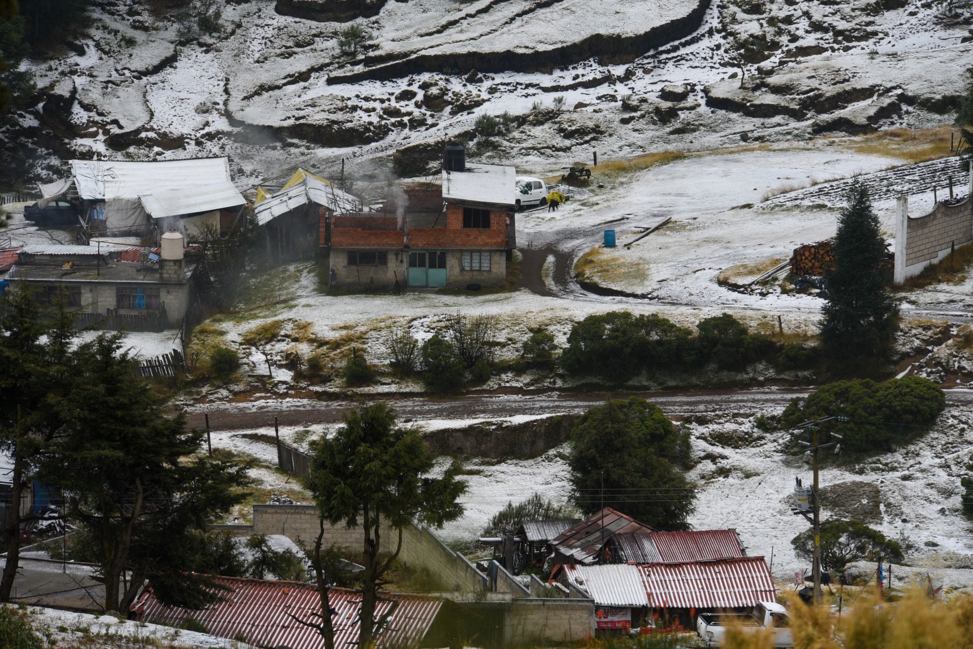 Nieve en Zinacantepec y Jocotitlán, Estado de México