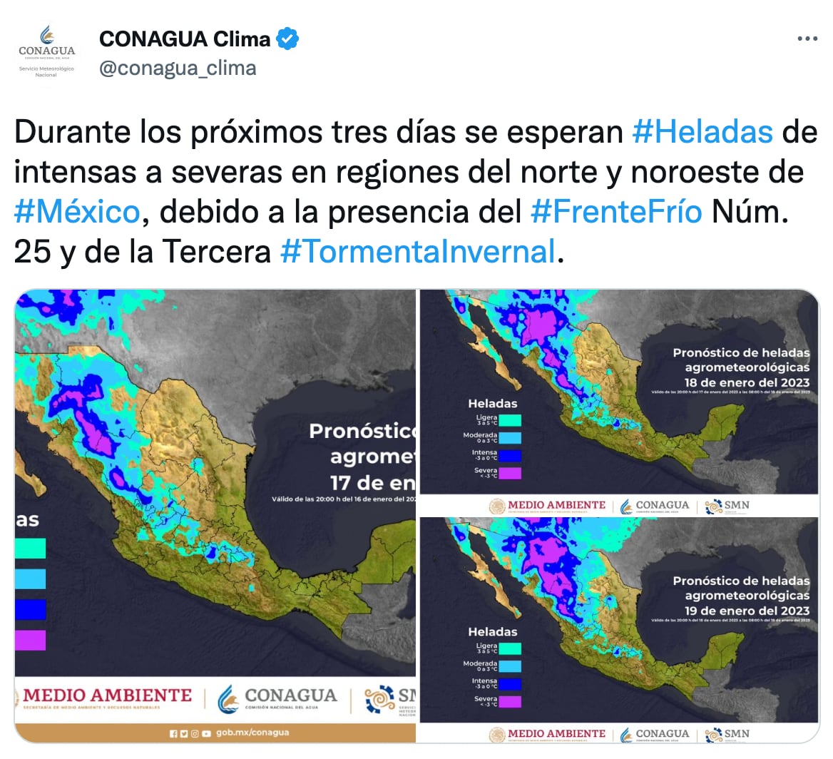 Frente frío en México número 25