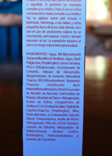 Ingredientes protector solar Eternal Secret