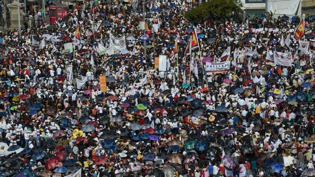 Concentración en el Zócalo capitalino en apoyo a AMLO
