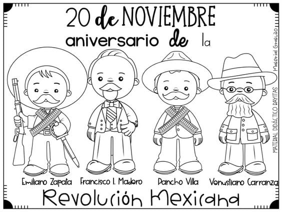 Dibujos de personajes de la Revolución Mexicana para colorear