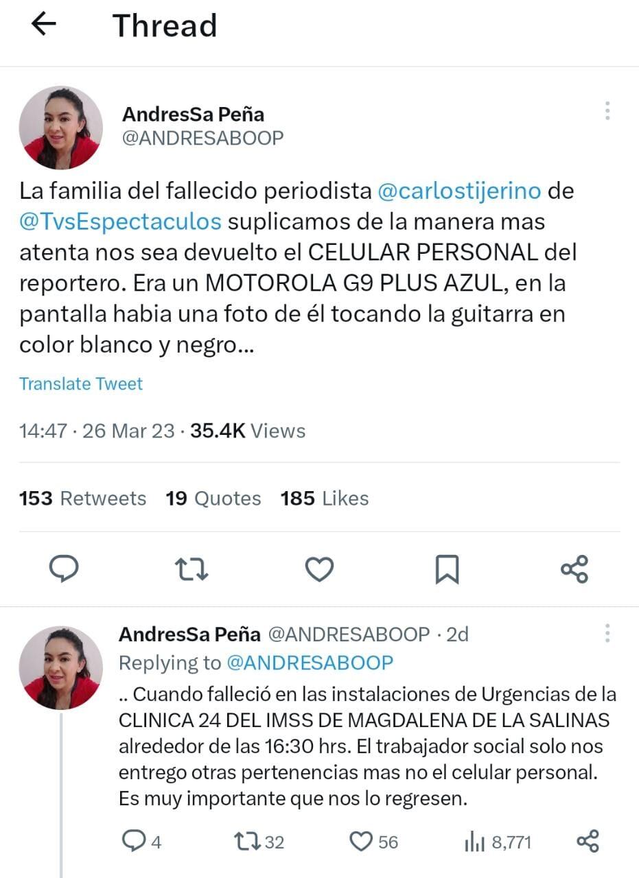 Denuncia de la familia de Carlos Tijerino