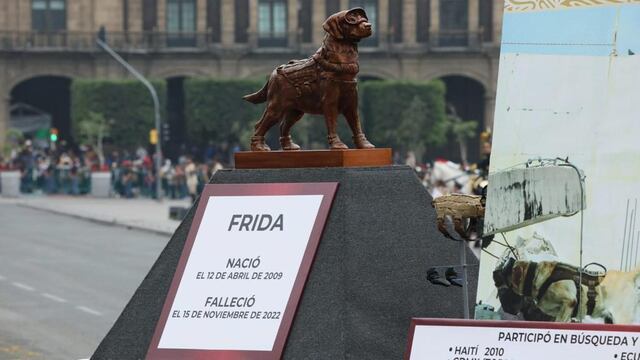 Homenaje de la Semar a la perrita Frida en el desfile del 20 de noviembre