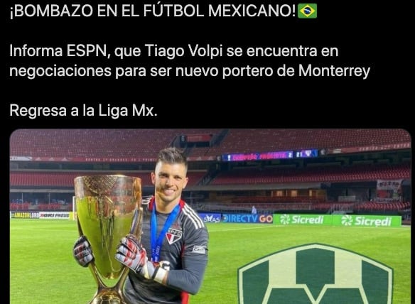 Tiago Volpi llegaría a Rayados