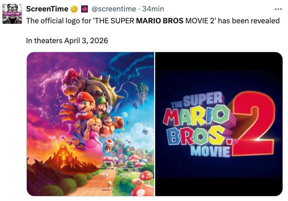 Supuesto logo de Super Mario Bros 2, la película