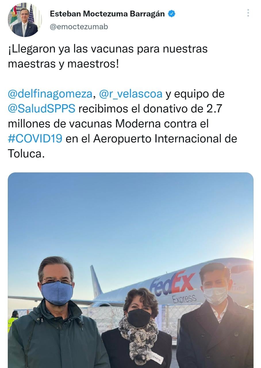 Anuncio de Esteban Moctezuma sobre las vacunas de Moderna