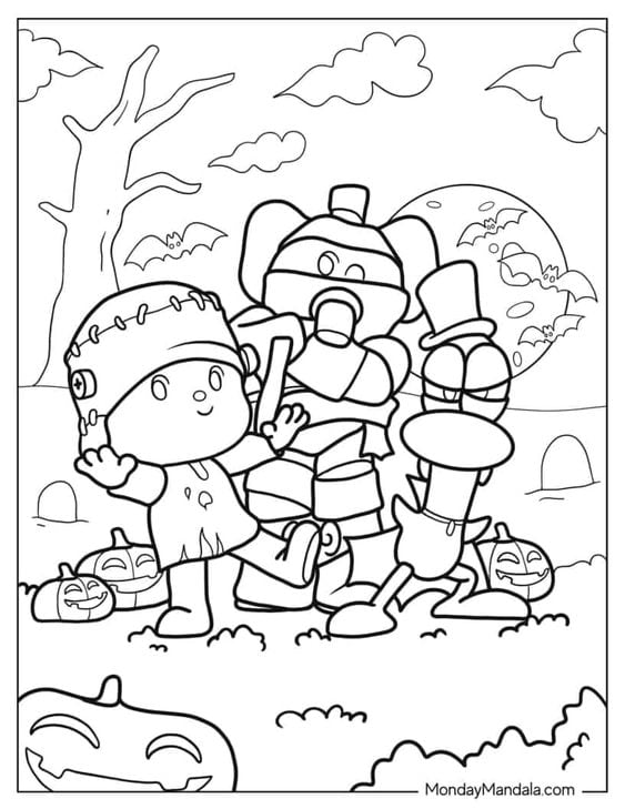Dibujos de Pocoyó Halloween para colorear