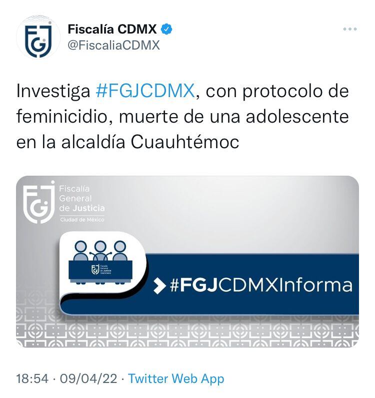 Fiscalía de CDMX sobre el caso de Sofía Morales
