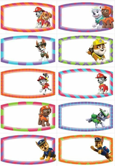 Etiquetas navideñas de Paw Patrol para imprimir