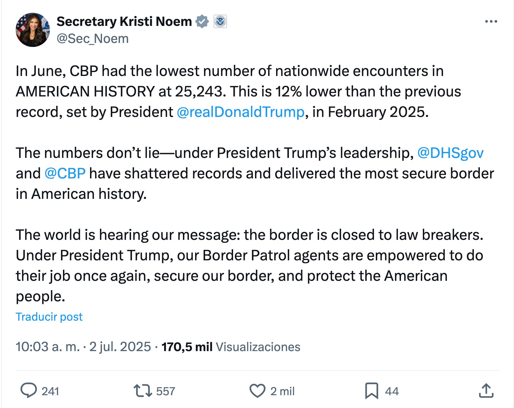 Caída de cruces fronterizos de migrantes indocumentados