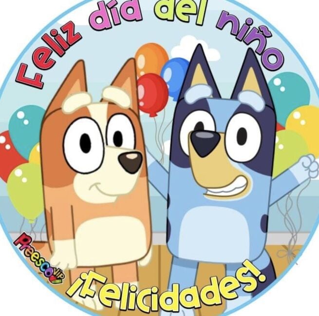 Tarjeta de Bluey y Bingo de Día del Niño