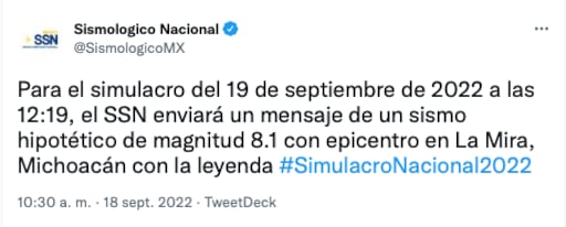 SSN enviará un mensaje de un sismo hipotético de magnitud 8.1 por el Simulacro Nacional 2022 este 19 de septiembre