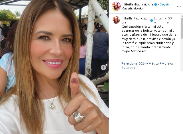 Lilli Brillanti muestra que ya votó en las elecciones México 2024.