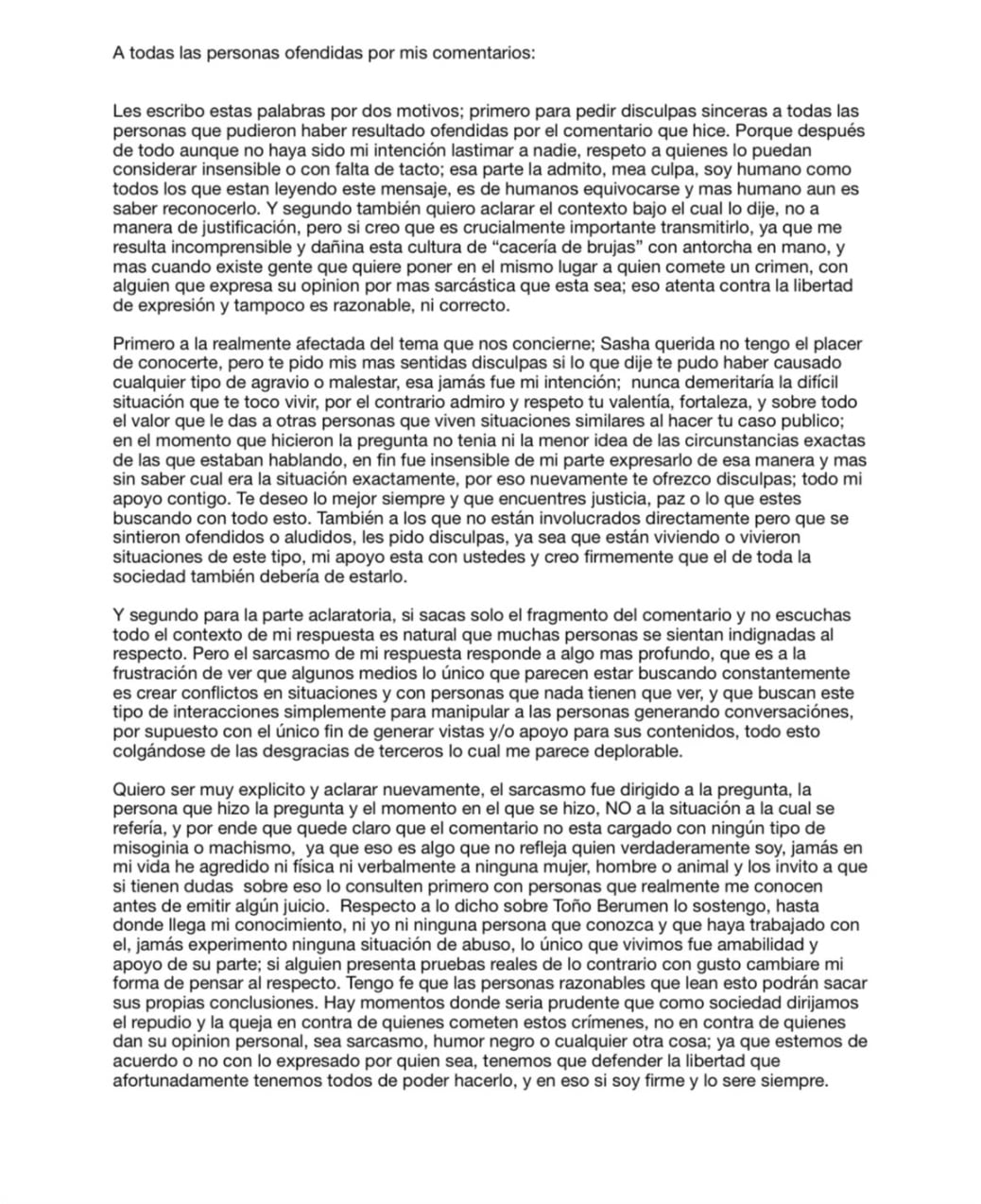 Comunicado de Elias Chiprut