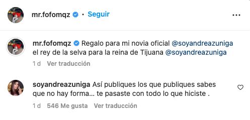 Comentario a Fofo Márquez de Andrea Zúñiga, su novia