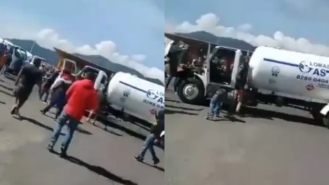 Gaseros destruyen camión