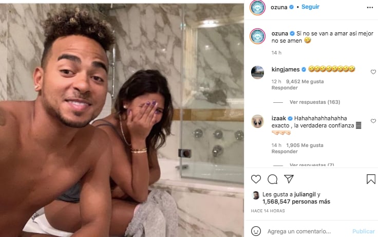 Instagram censura foto de Ozuna junto a su esposa Tania Marie Meléndez