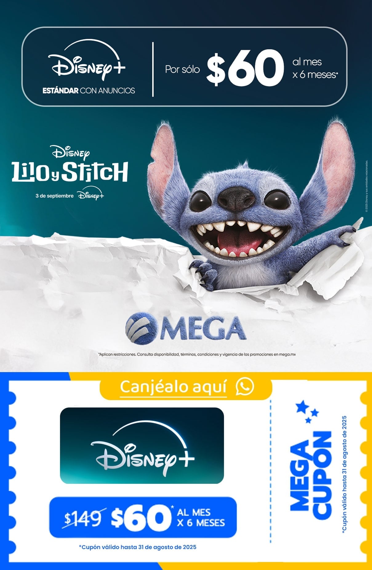 Promoción Megacable: Paga un precio adicional y obtén Disney +, HBO Max, Amazon Prime Video o Netflix
