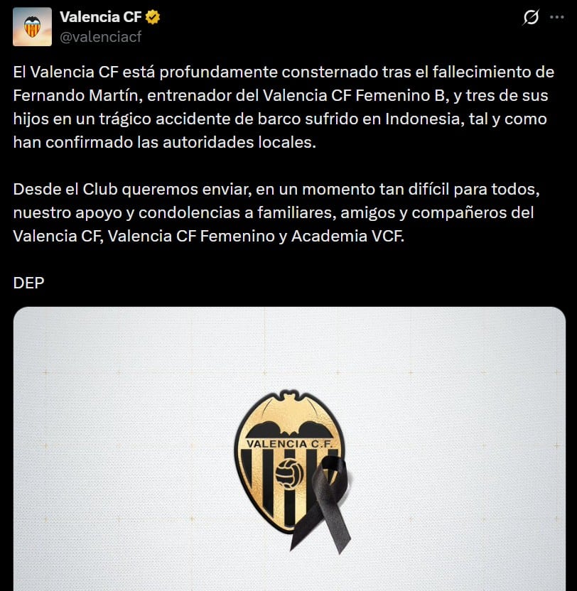 Condolencias del Valencia CF