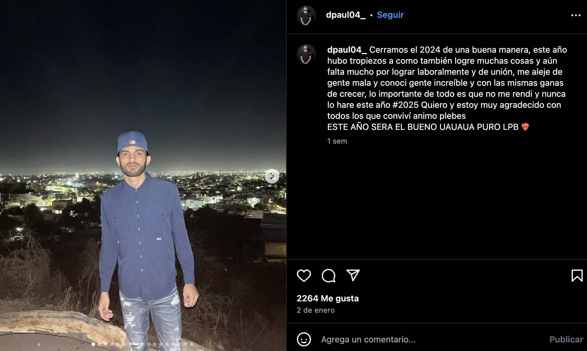 La última publicación de el Pinky en Instagram