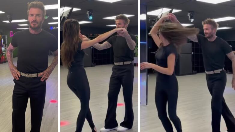 David Beckham bailando salsa con Victoria Beckham es tu novio sin ritmo que te pisa (VIDEO)