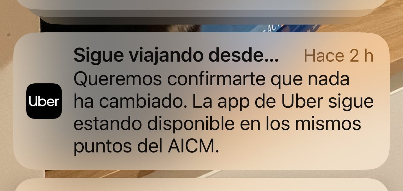 UBER sigue disponible en el AICM