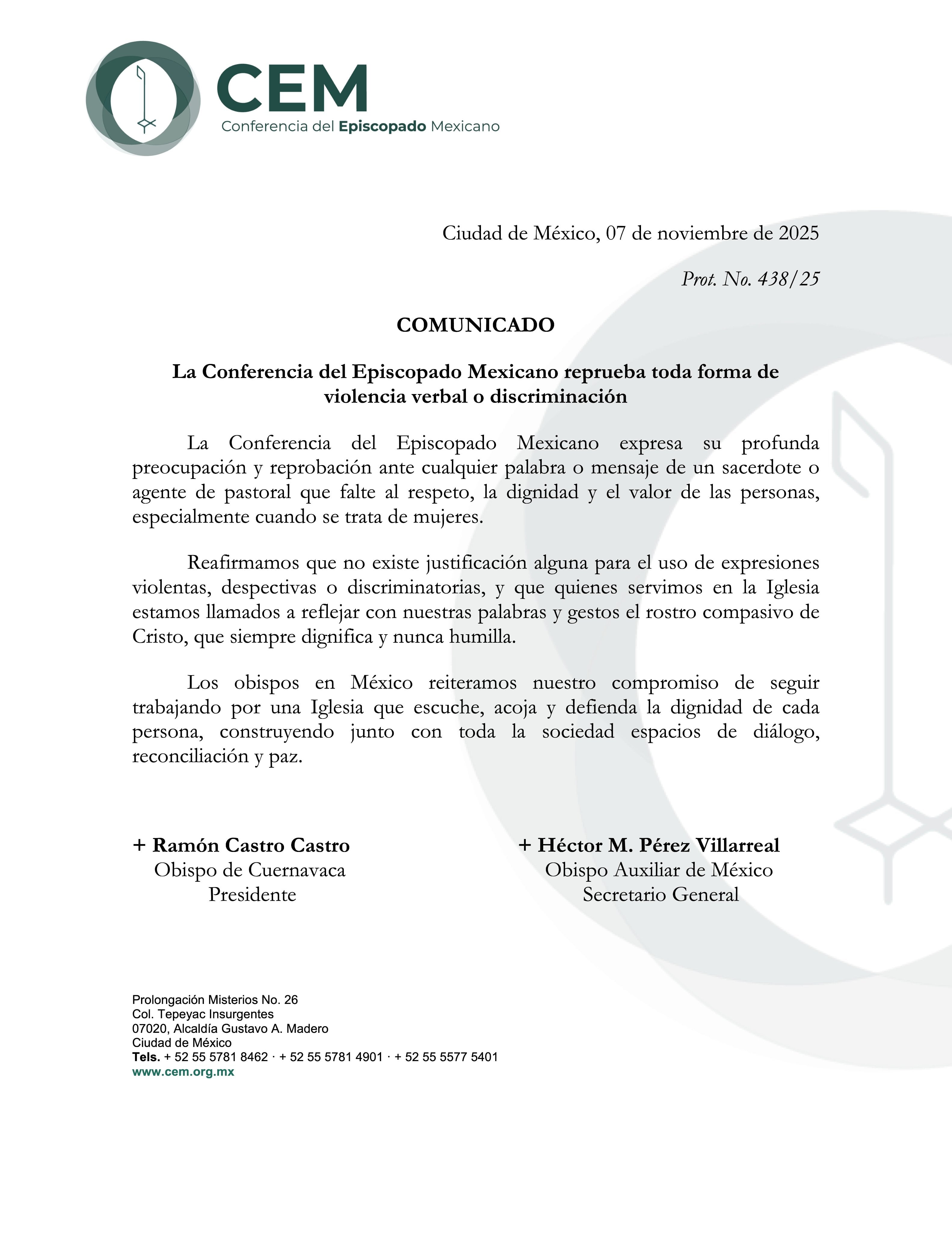 La Conferencia del Episcopado Mexicano expresa su preocupación y condena el actuar del Padre Pistolas contra la gobernadora de Guanajuato