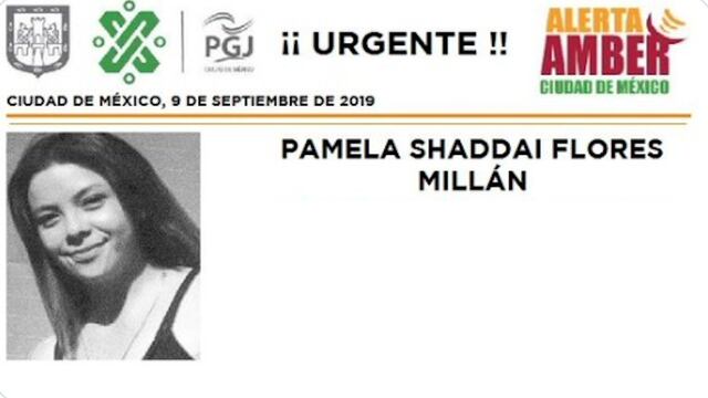 Pamela Shaddai Flores Millán Alerta Amber