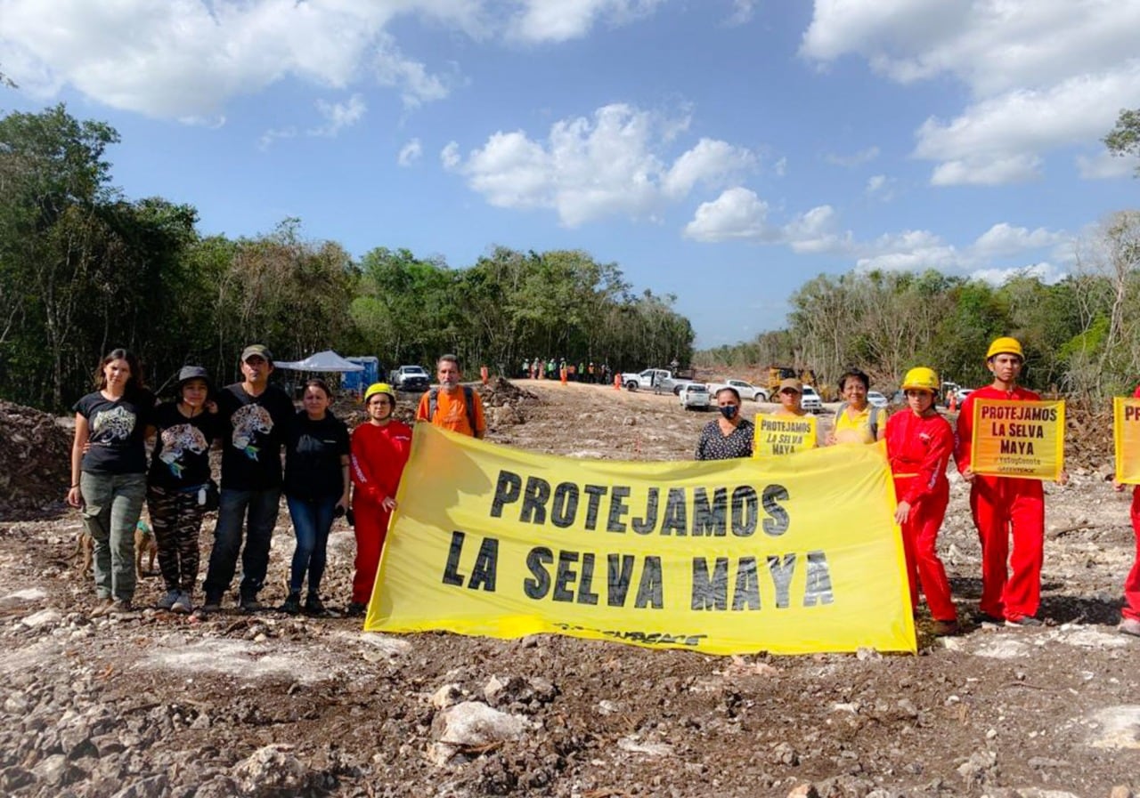 Protesta de Greenpeace por el Tren Maya