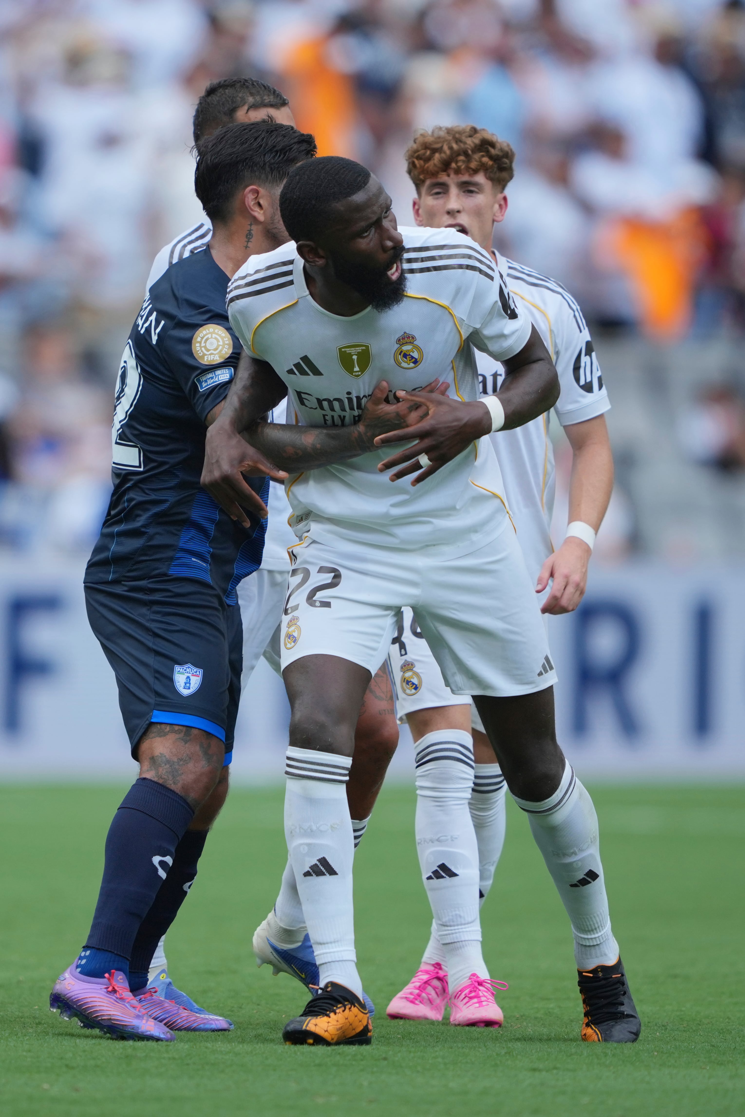 Antonio Rüdiger en el Real Madrid vs Pachuca.