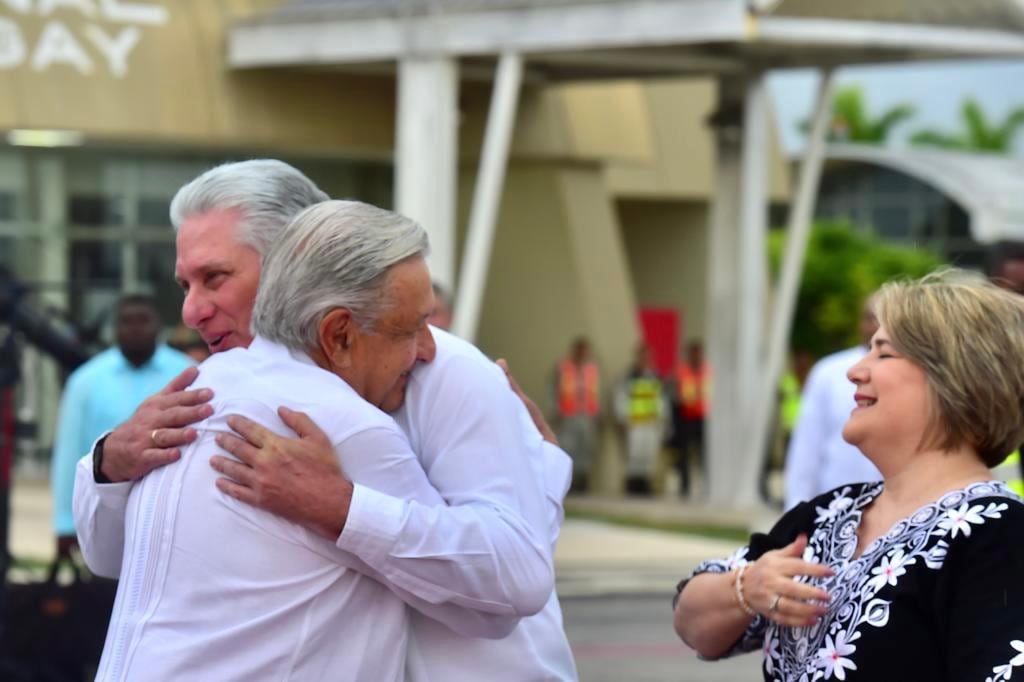 Miguel Díaz-Canel, presidente de Cuba, fue recibido en Campeche por AMLO en su cuarta visita al país