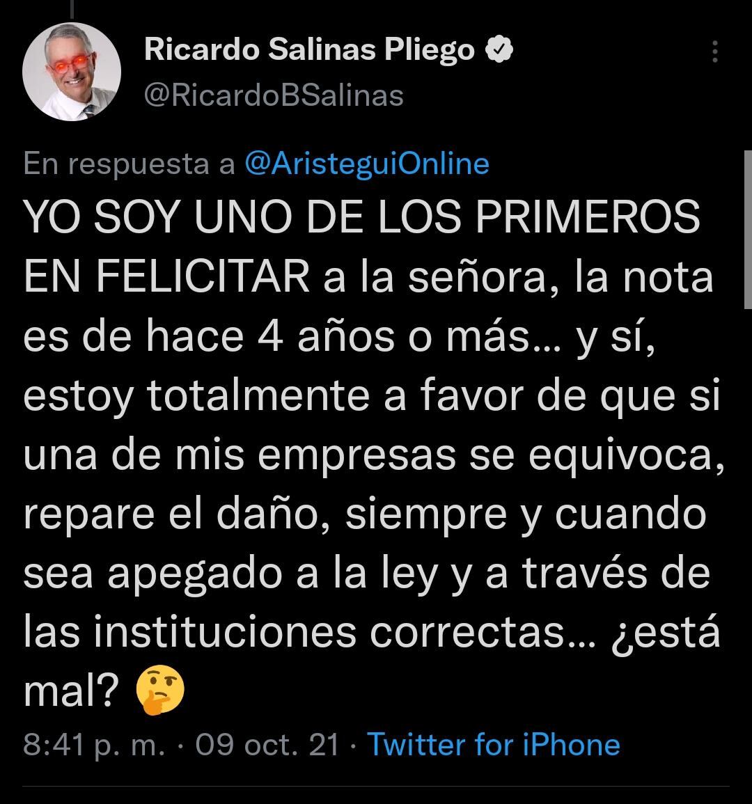 Ricardo Salinas Pliego felicita a mujer por embargar a tienda Elektra