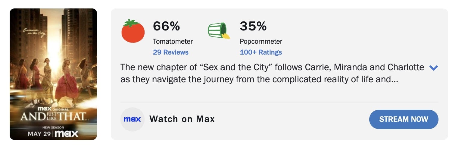 And Just Like That... Temporada 3 en Rotten Tomatoes