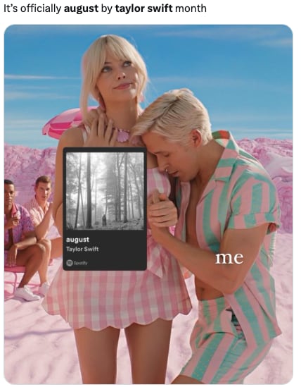 Memes dan la bienvenida a agosto 2023 con August, canción de Taylor Swift