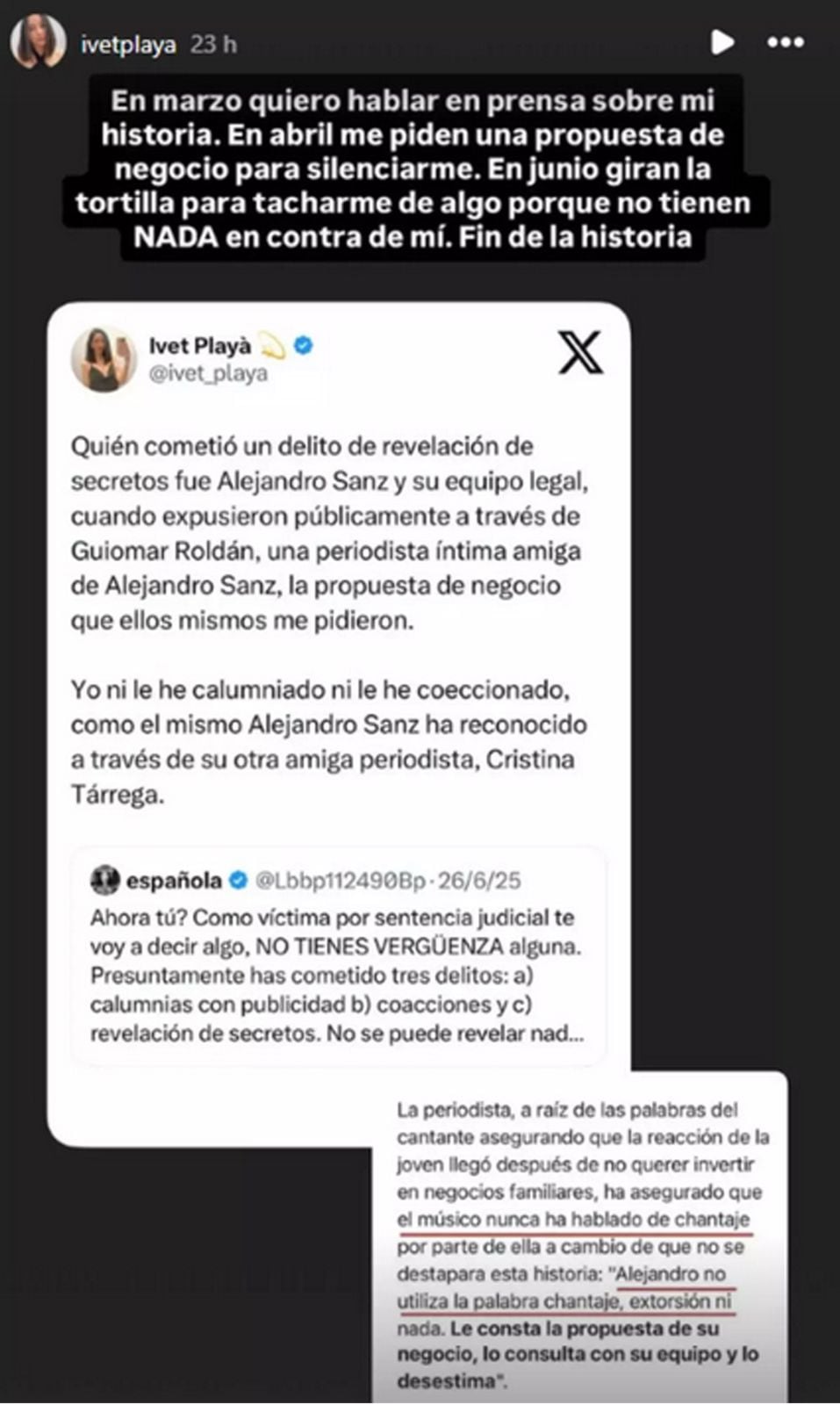 Nueva denuncia de Ivet Playà contra Alejandro Sanz